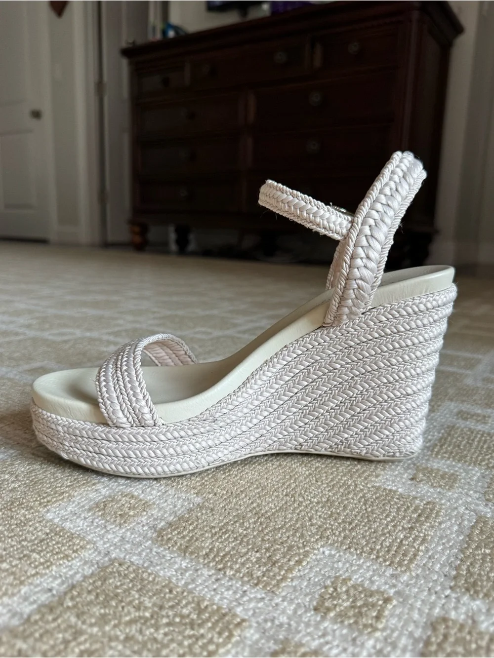 Altar’d State Braided Wedge Sandals Platform Espadrille Shoes Ivory White 7.5